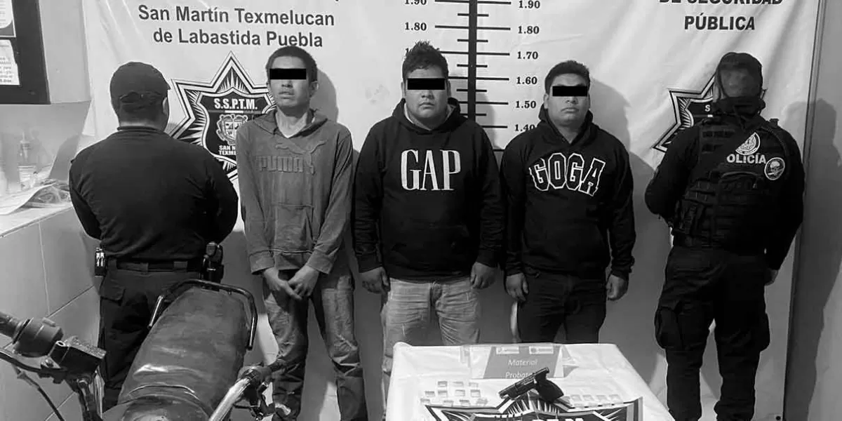 Por delitos contra la salud y armas de fuego, detienen a tres sujetos en Texmelucan