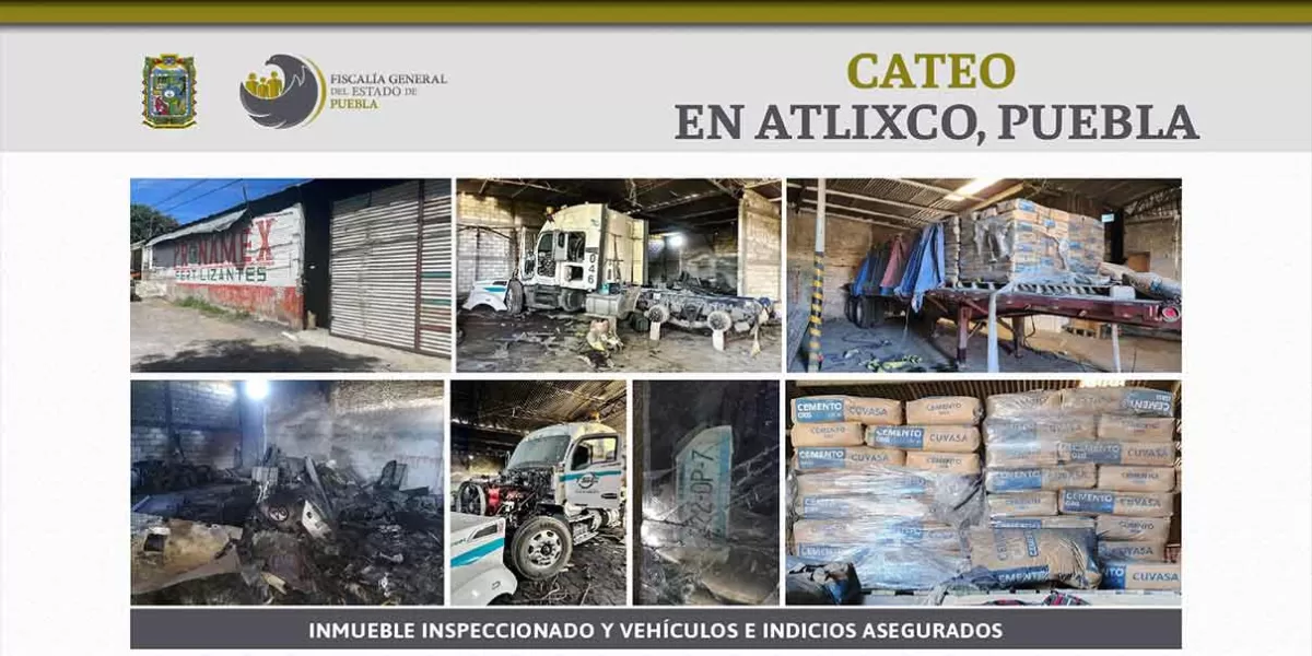 Fiscalía en cateo recuperó cemento y unidades robadas en Atlixco