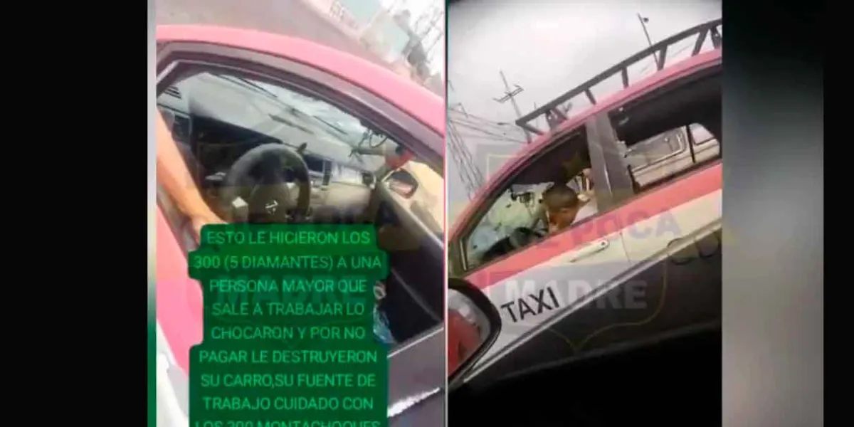 VIDEO. “Los 300”  atacan a adulto mayor en CDMX: destruyen su taxi a plena luz del día