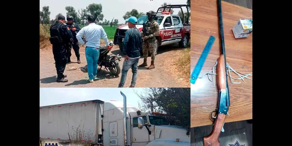 Detienen a hombre con escopeta y recuperan vehículos robados en Huejotzingo