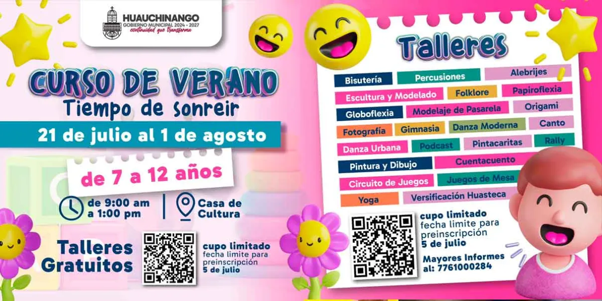 Huauchinango anunció Curso de Verano Gratuito “Tiempo de Sonreír”