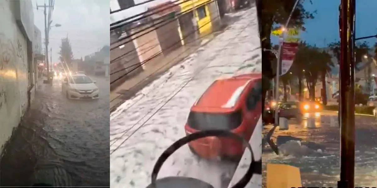 Tromba con granizo provoca inundaciones y caída de temperaturas en Puebla