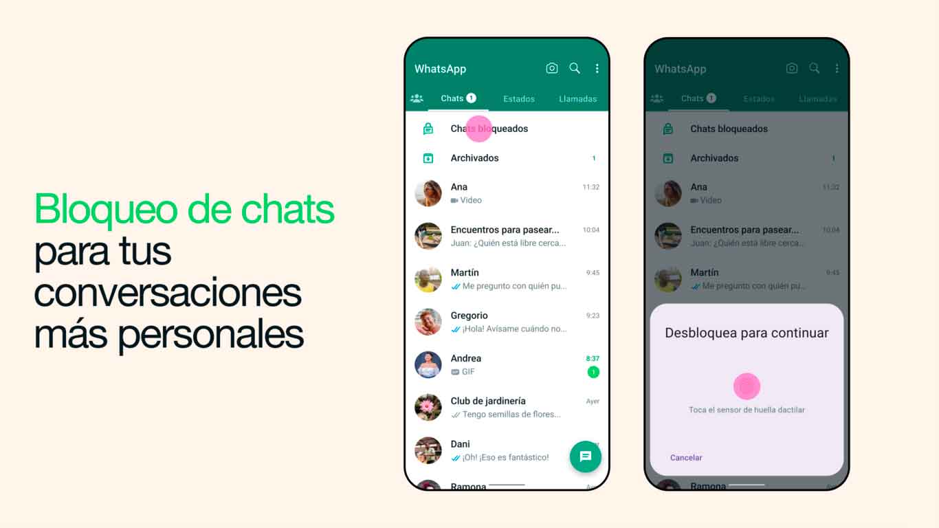 Bloqueo de chats en WhatsApp