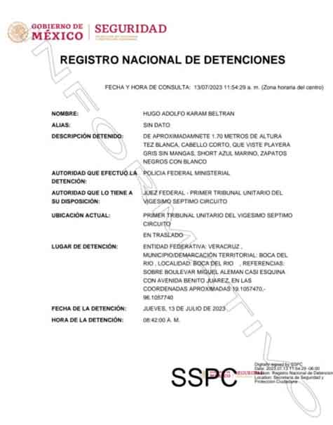 Adolfo Karam, exdirector de la Policía Judicial, fue detenido por el caso de tortura a Lydia Cacho