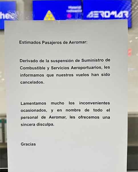 Aeromar suspende vuelos en Puebla; comunica que problemas de combustible y aeroportuarios