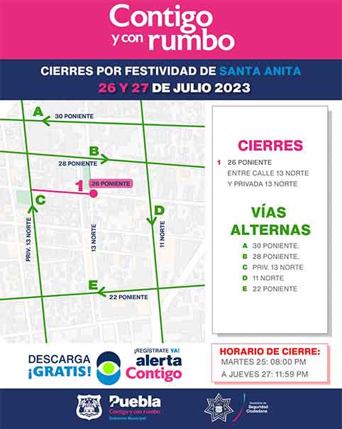 Anuncian cierres viales por festividades de Santiago Apóstol y Santa Anita