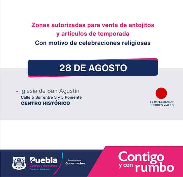 Ayuntamiento de Puebla garantiza orden y seguridad en festividad de San Agustín