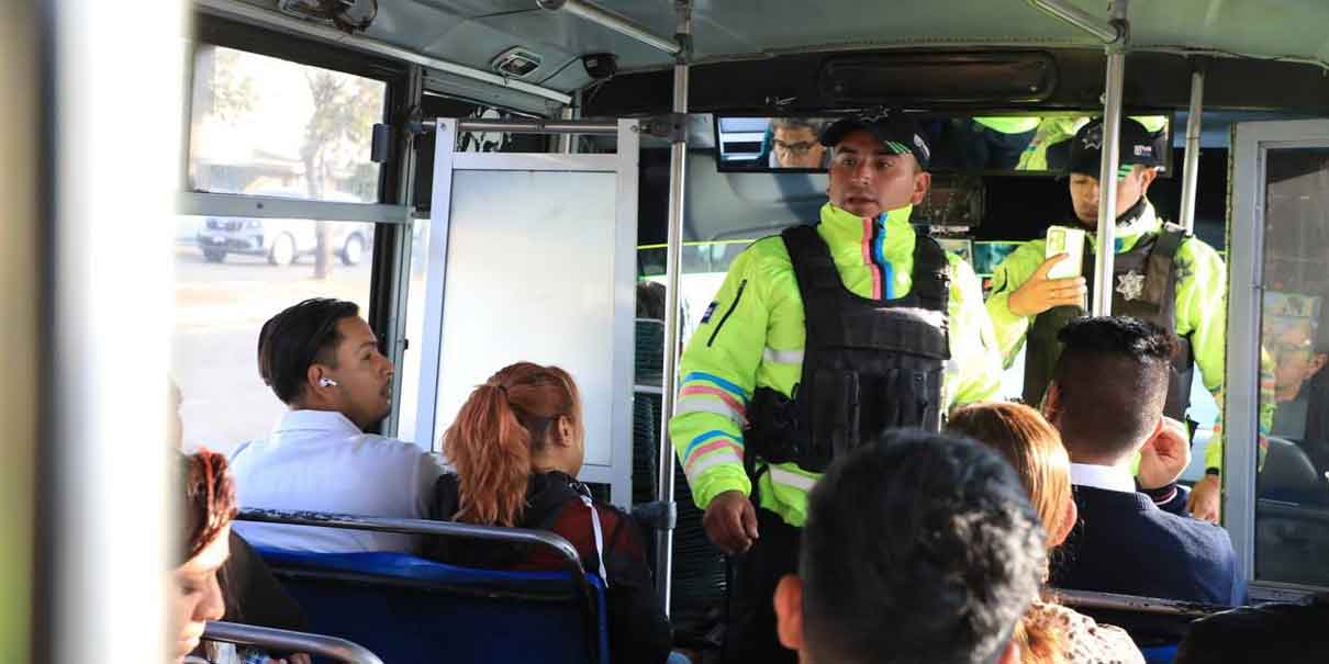 Continúan operativos de seguridad en transporte público de Puebla