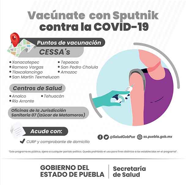 En Atlixco aplican vacuna Sputnik contra el Covid-19