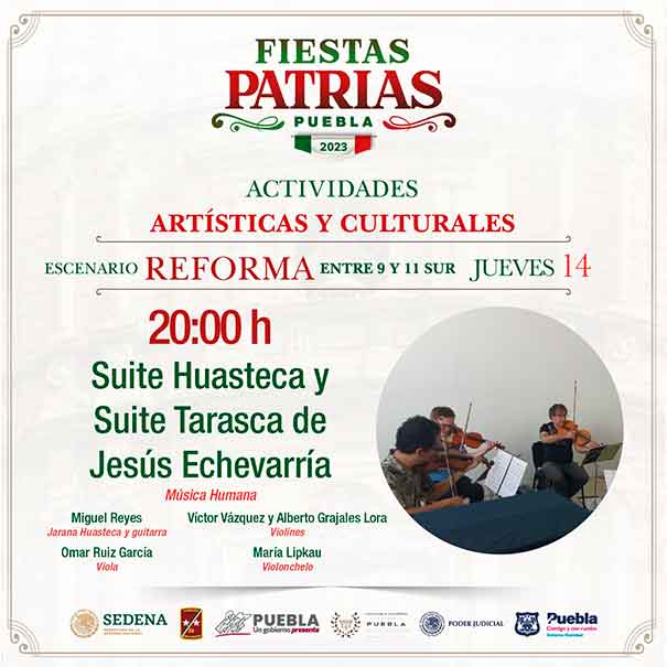 Esta es la cartelera artística para las fiestas patrias en Puebla capital