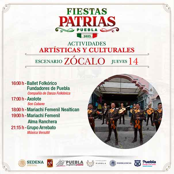 Esta es la cartelera artística para las fiestas patrias en Puebla capital