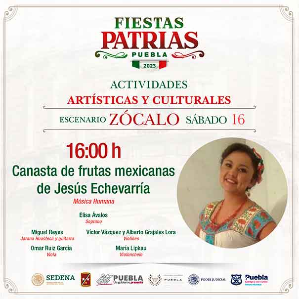 Esta es la cartelera artística para las fiestas patrias en Puebla capital