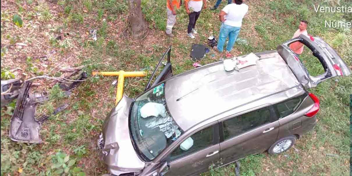 Familia se precipitó a barranca en la Sierra Norte, hubo un lesionado