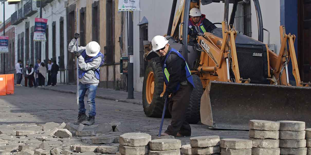 Iniciaron obras en la 10, 12, 14 y 16 Oriente-Poniente del Centro Histórico de Puebla