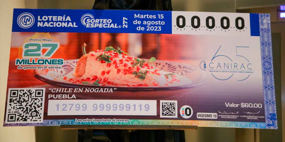 Juega tu suerte con un “cachito” de Chile en Nogada de la Lotería Nacional