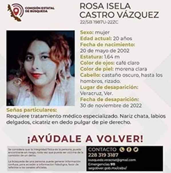 Rosa Isela desaparecida en Veracruz