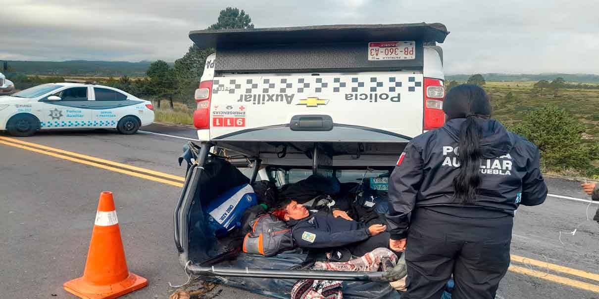 Volcadura de patrulla deja 13 policías lesionados en la Tlaxco-Tejocotal