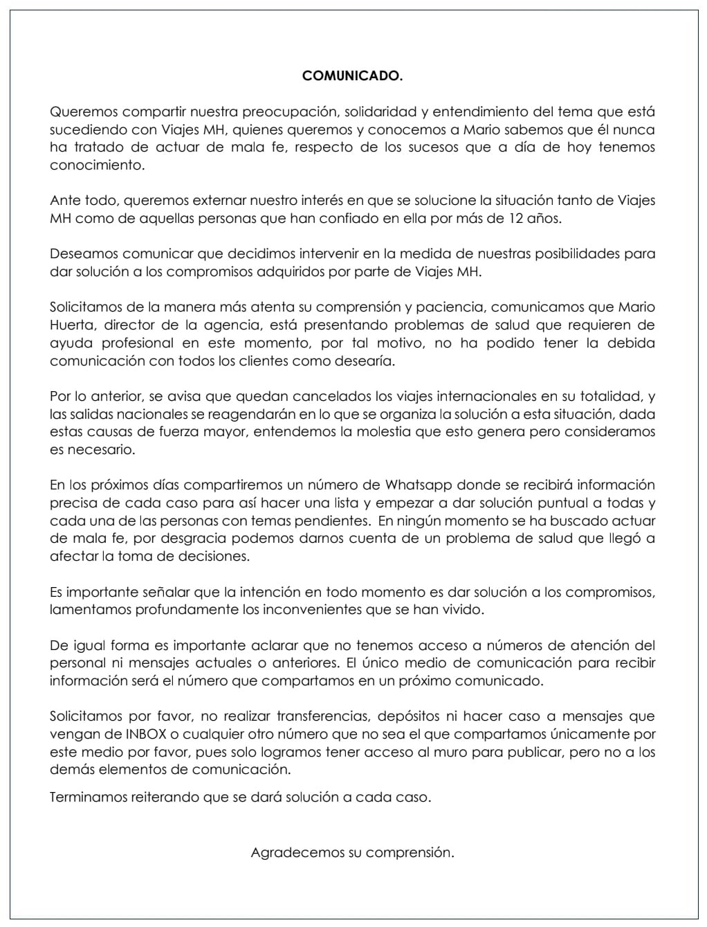 comunicado