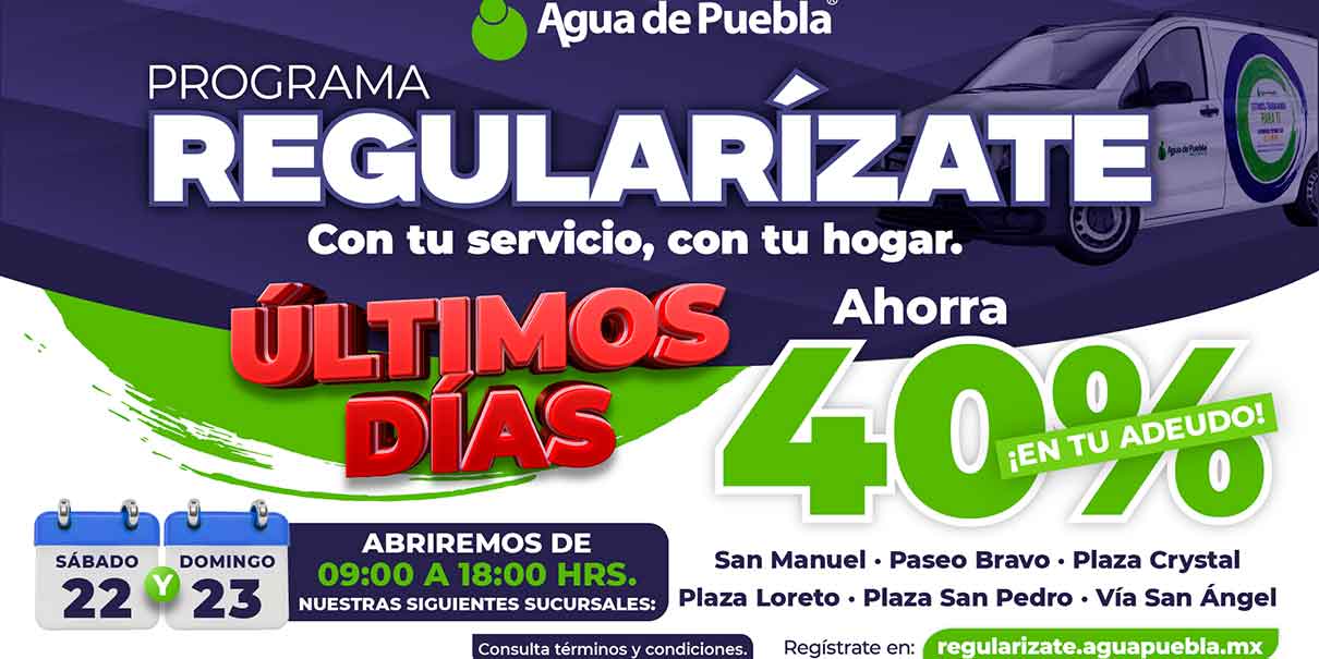 Regularízate con Agua de Puebla