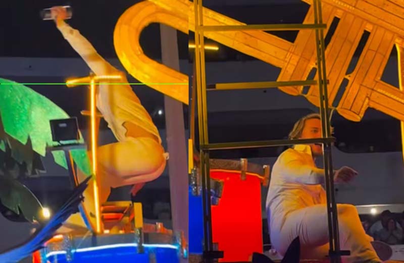 Aldo de Nigris cae desde lo alto durante Carnaval de Mazatlán