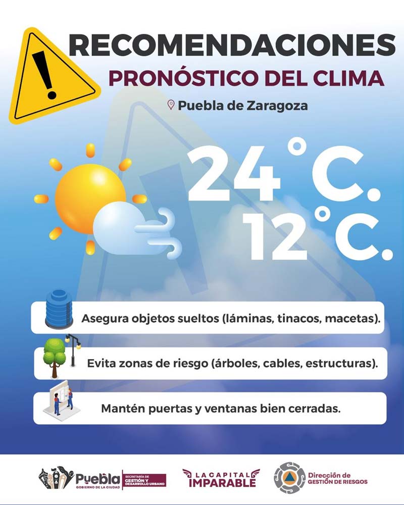 Alerta en Puebla por viento intenso en Valle de Serdán, Mixteca y zona Metropolitana