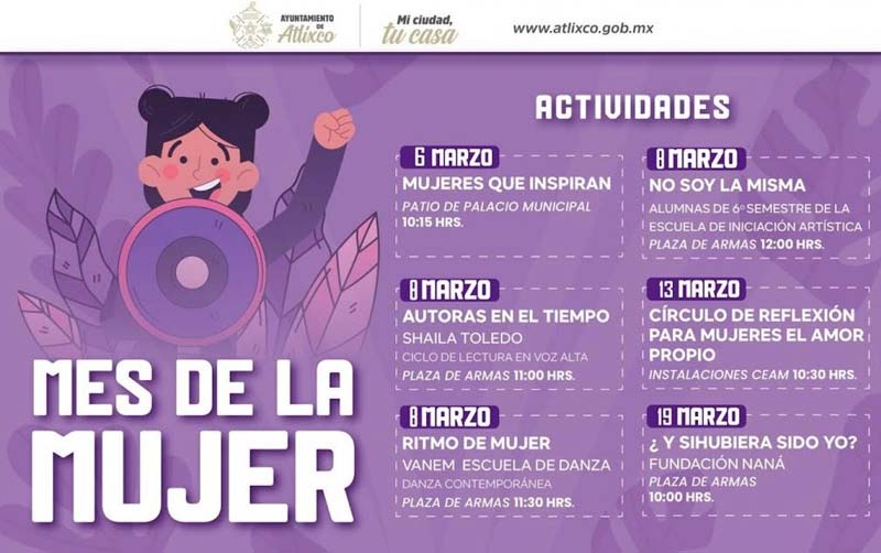 Atlixco prepara jornada cultural para reconocer la fuerza y voz de las mujeres