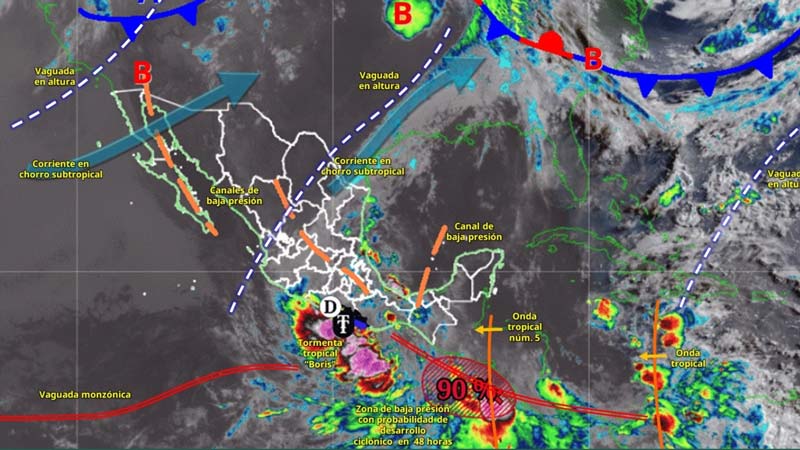 Tormenta tropical Boris golpea el Pacífico: lluvias torrenciales y alerta en Guerrero y Oaxaca
