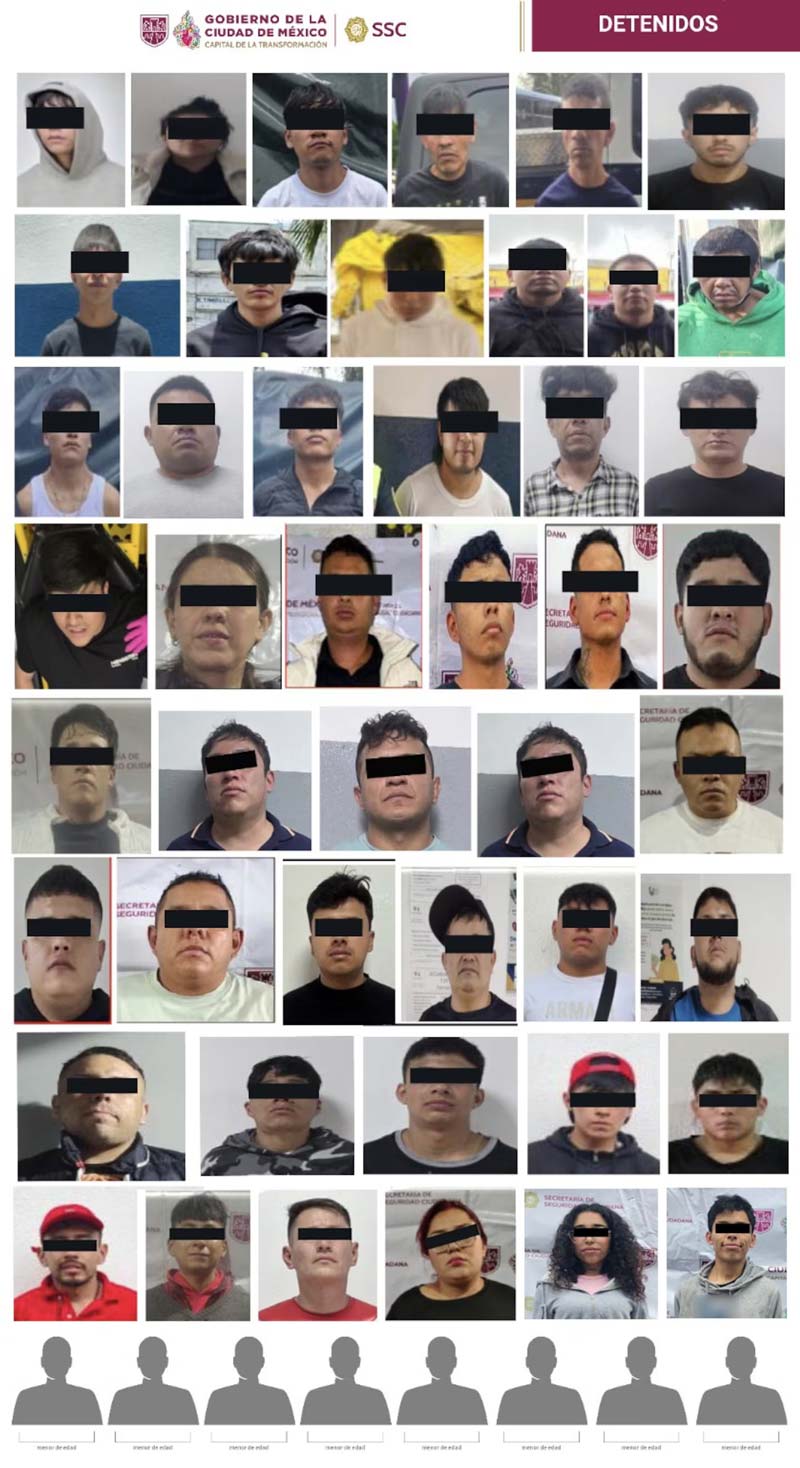 Capturan a 54 presuntos integrantes de La Unión Tepito; aseguran marihuana, cocaína y metanfetamina