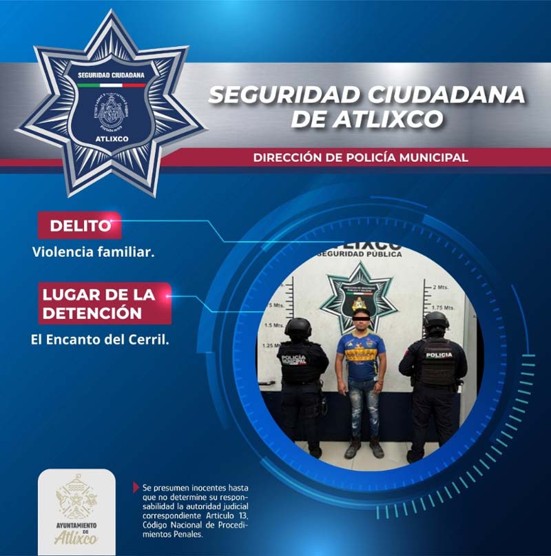 Caen dos en Atlixco: uno por robo de cable y otro por violencia familiar