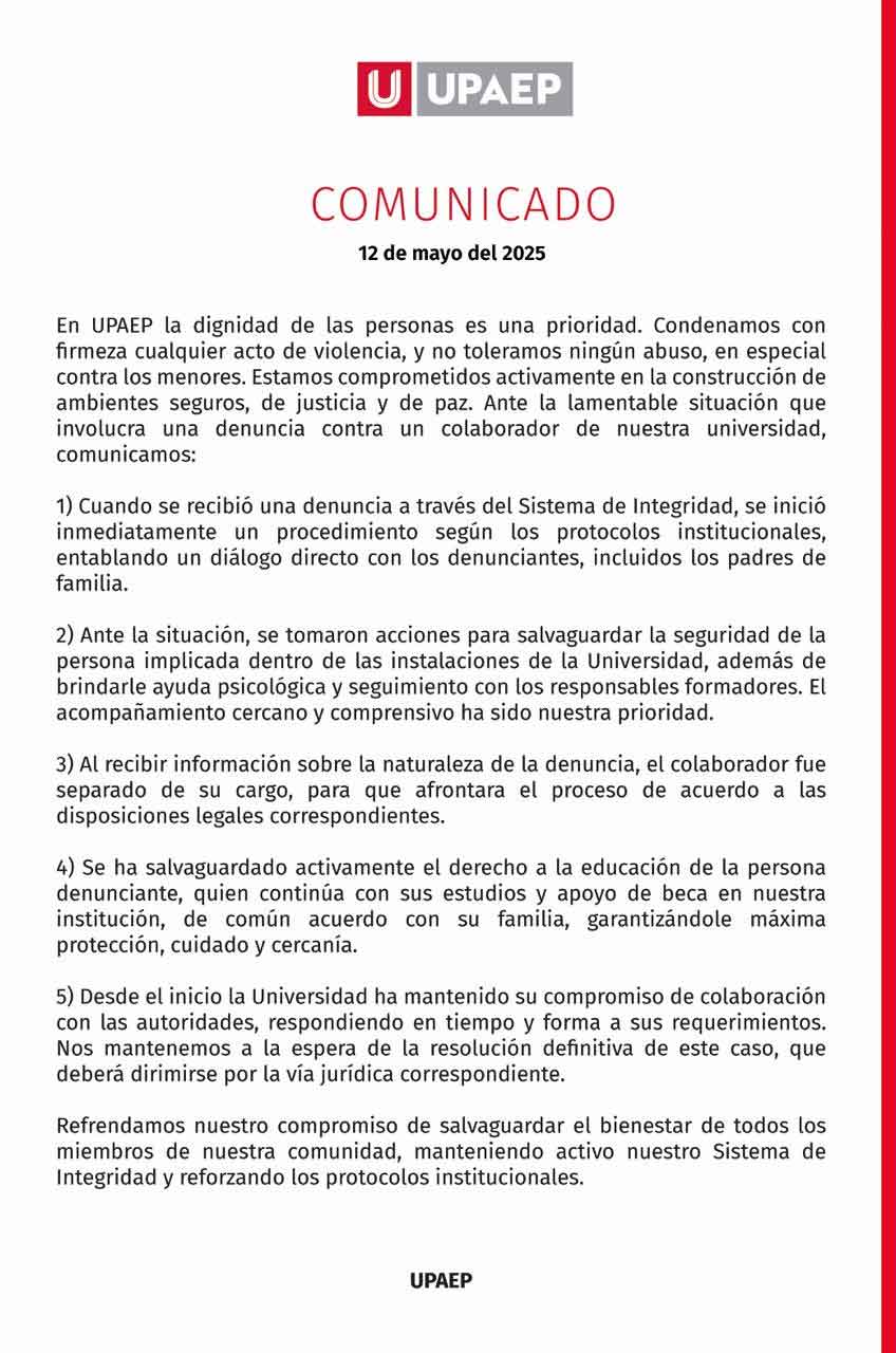 Fue detenido directivo de la UPAEP por abuso sexual