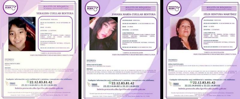 Hallan muertas a madre e hijas en Puebla-Tlaxcala tras secuestro en Cuyoaco