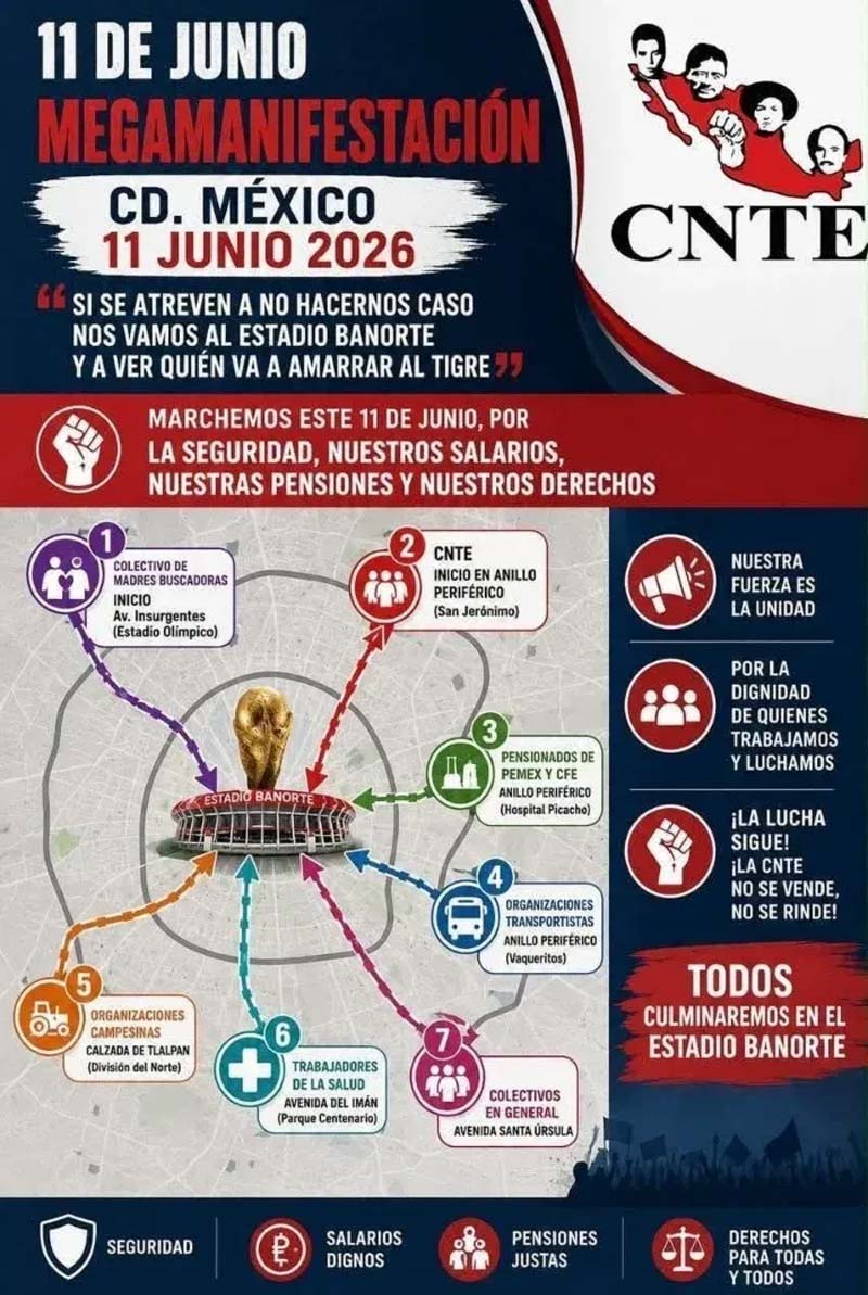 La CNTE descarta propuesta federal y amenaza con protesta masiva en el Mundial