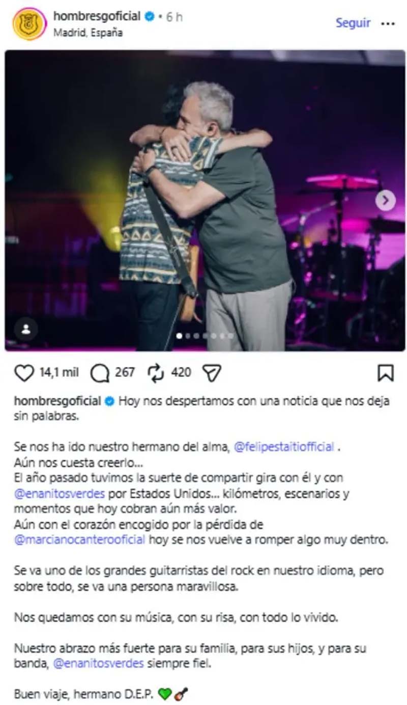 Luto en el rock en español: muere Felipe Staiti, guitarrista de Enanitos Verdes