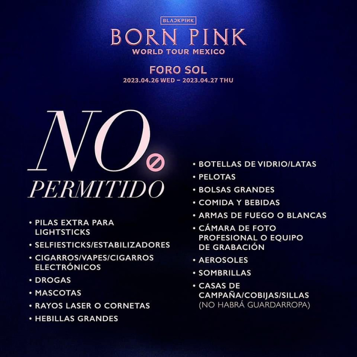 objetos prohíbidos