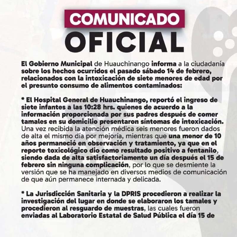 Sheinbaum: se investigará presunto caso de fentanilo en tamales