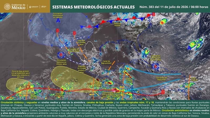 SMN revela los estados con lluvias intensas y zonas bajo calor extremo