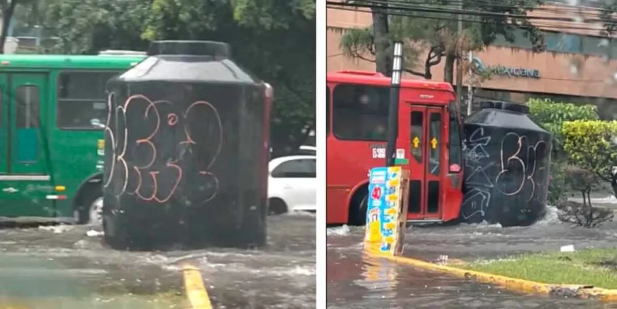¿Qué te chocó un qué...? Tinaco choca con Metrobús y deambula en Guadalajara