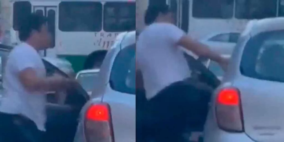 Captan golpiza de taxista a conductor tras choque en Querétaro; las redes se indignan