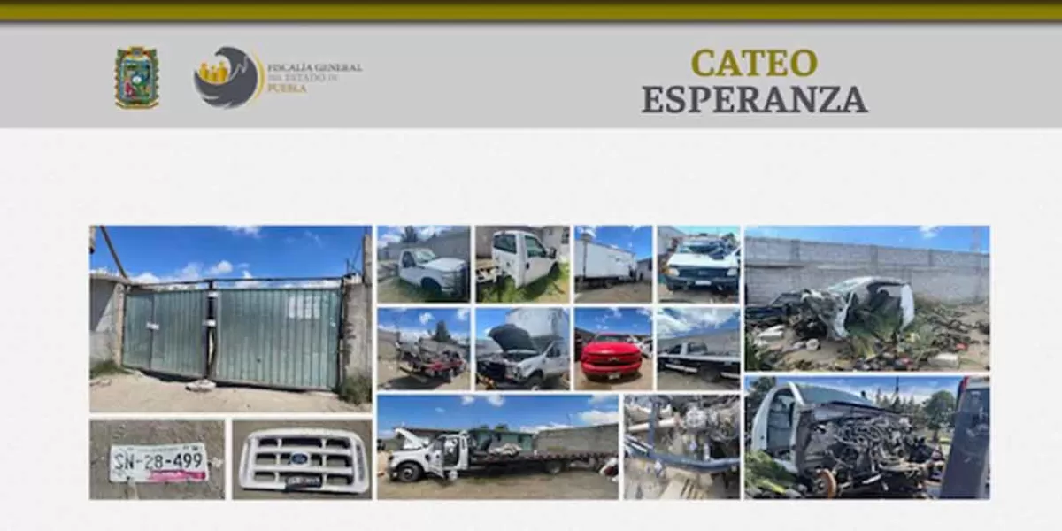 En Esperanza, la FGE aseguró cinco camionetas robadas y autopartes