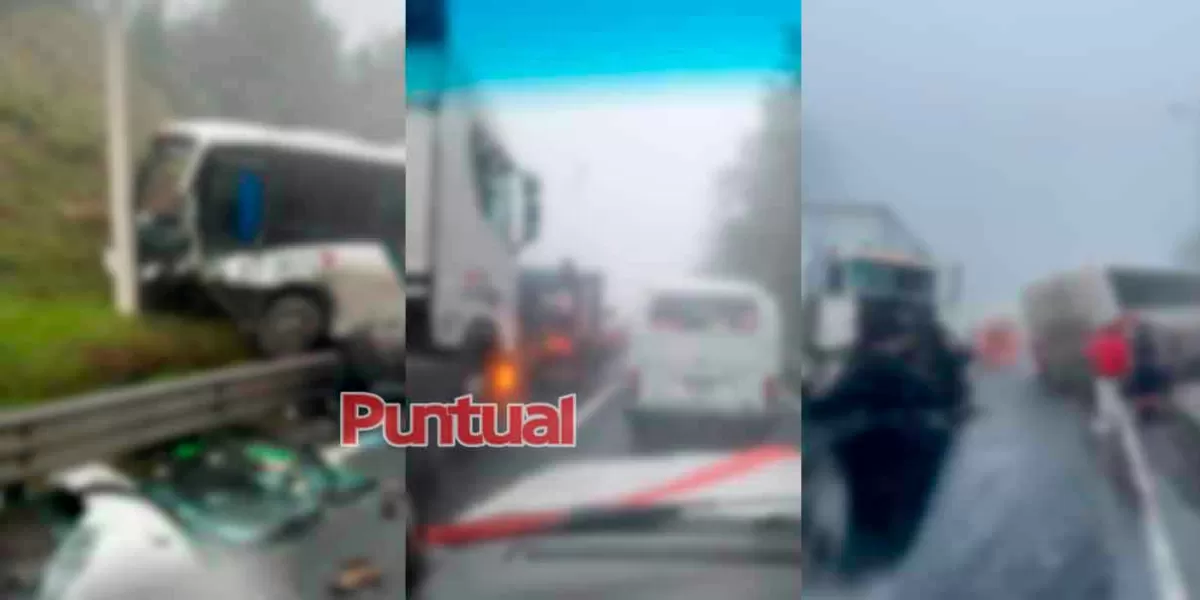 FOTOS. Por neblina, tráiler pierde el control y se impacta con autobús en la México-Tuxpan