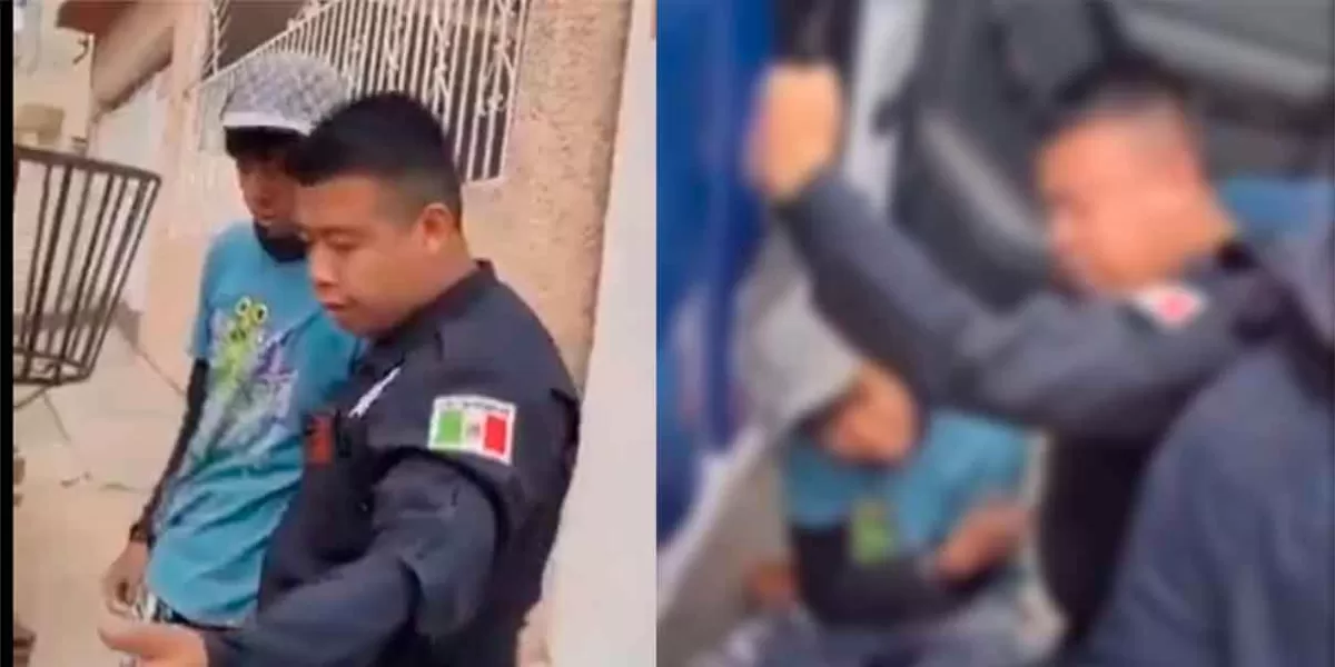 VIDEO. Policía de Naucalpan, Edomex recibe jalón de oreja de mujer; iba a detener a un niño