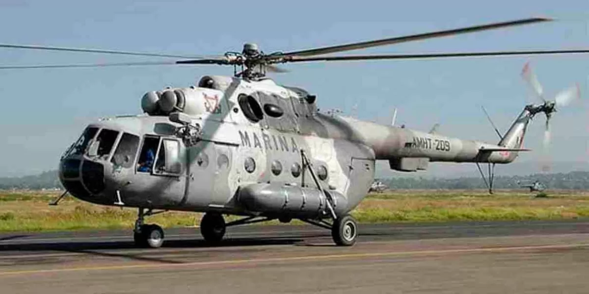 Helicóptero Mi-17 de la Semar aterriza de emergencia en Sinaloa tras golpear cableado