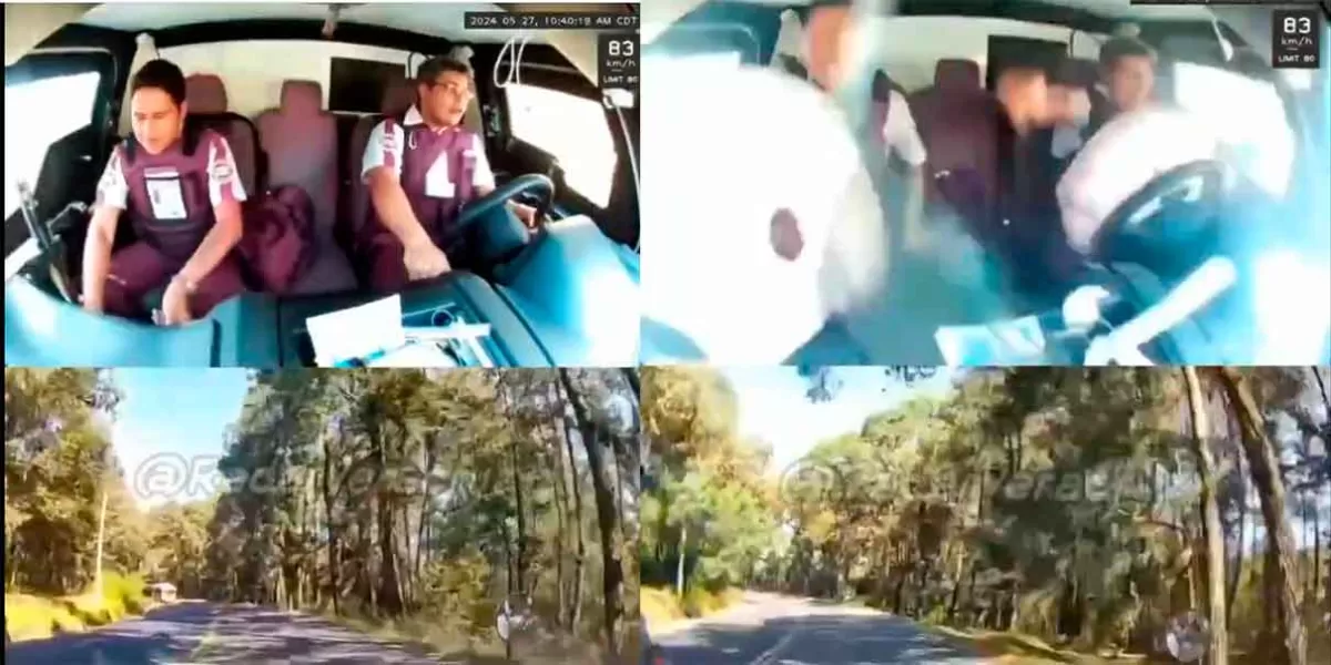 VIDEO. En Veracruz, motociclista rebasa y choca contra autobús