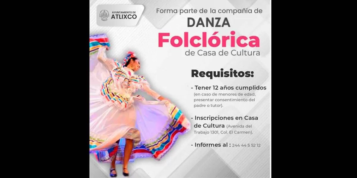 Tú puedes ser parte de la Compañía de Danza Folclórica, Acapetlahuacan, en Atlixco