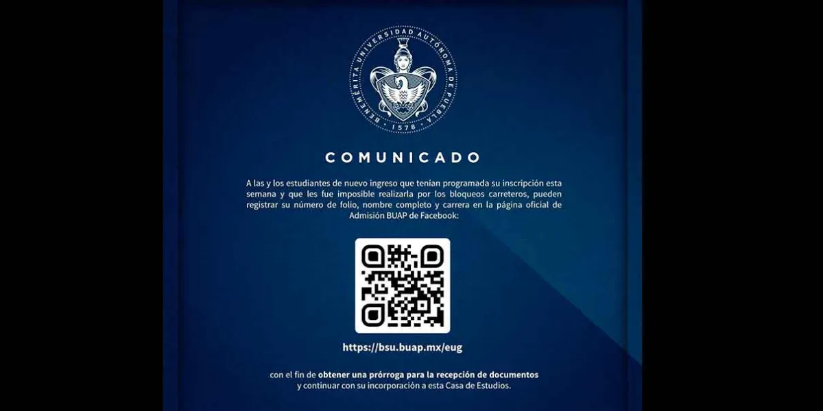 Por bloqueo, BUAP flexibilidad con alumnos de nuevo ingreso para continuar proceso