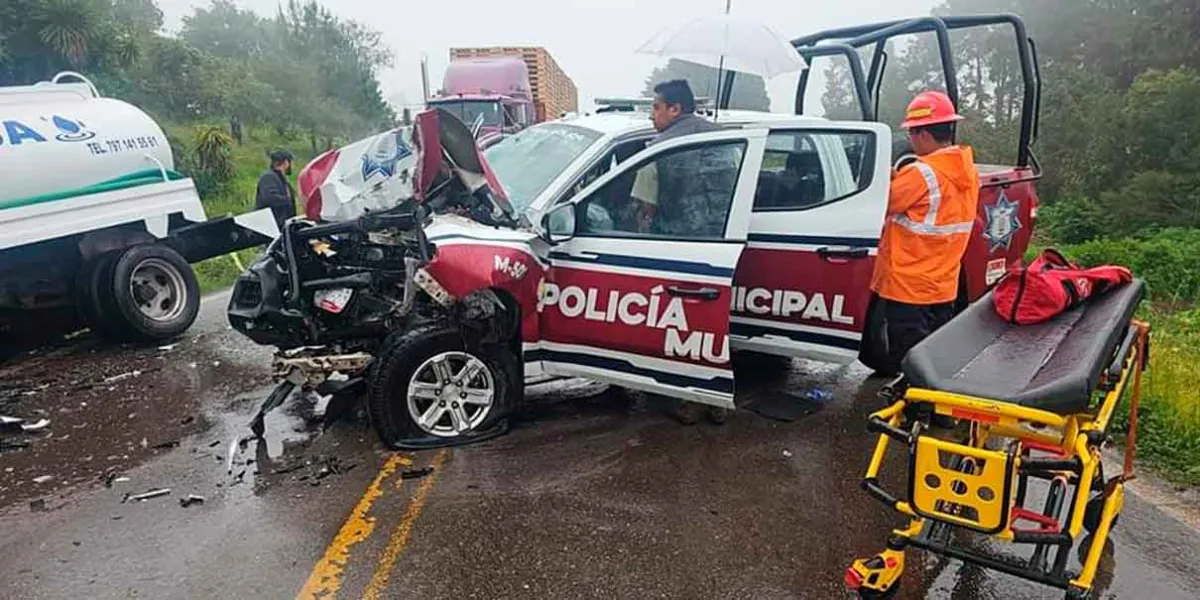 Accidente en carretera Federal 119: Policías de Xicotepec resultan heridos
