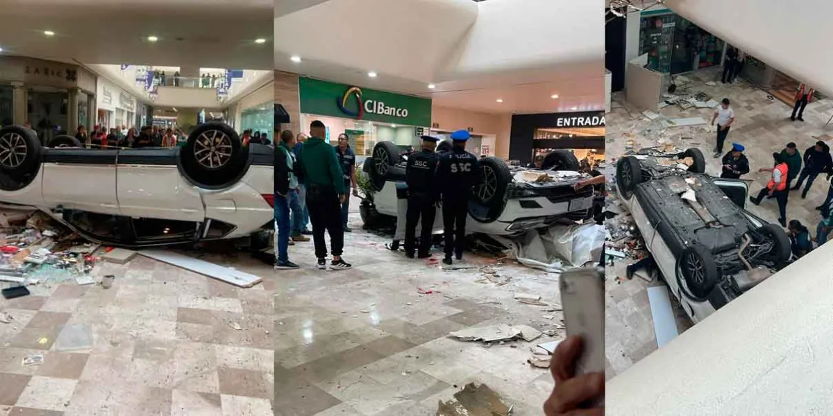 Mujer resulta gravemente herida tras caída de auto desde tercer piso en Plaza Lilas, CDMX
