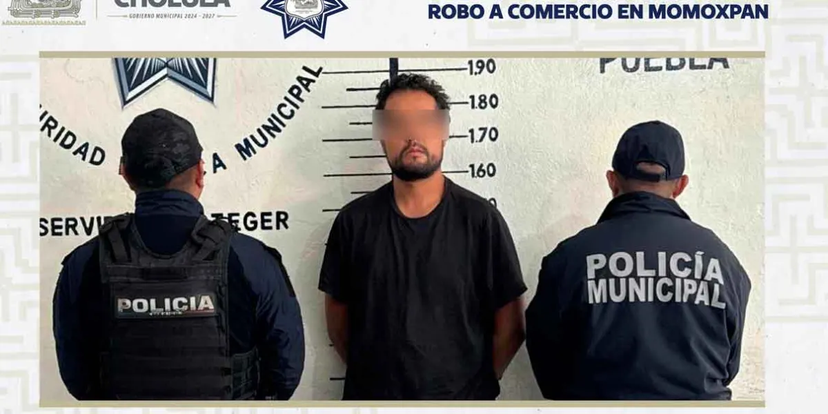 Policía de San Pedro Cholula frustra robo a comercio en Momoxpan