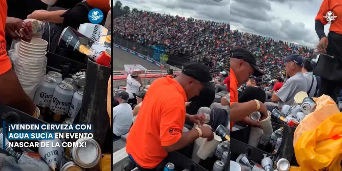 Escándalo en NASCAR México: vendedor es captado sirviendo presunta agua sucia en vaso de cerveza