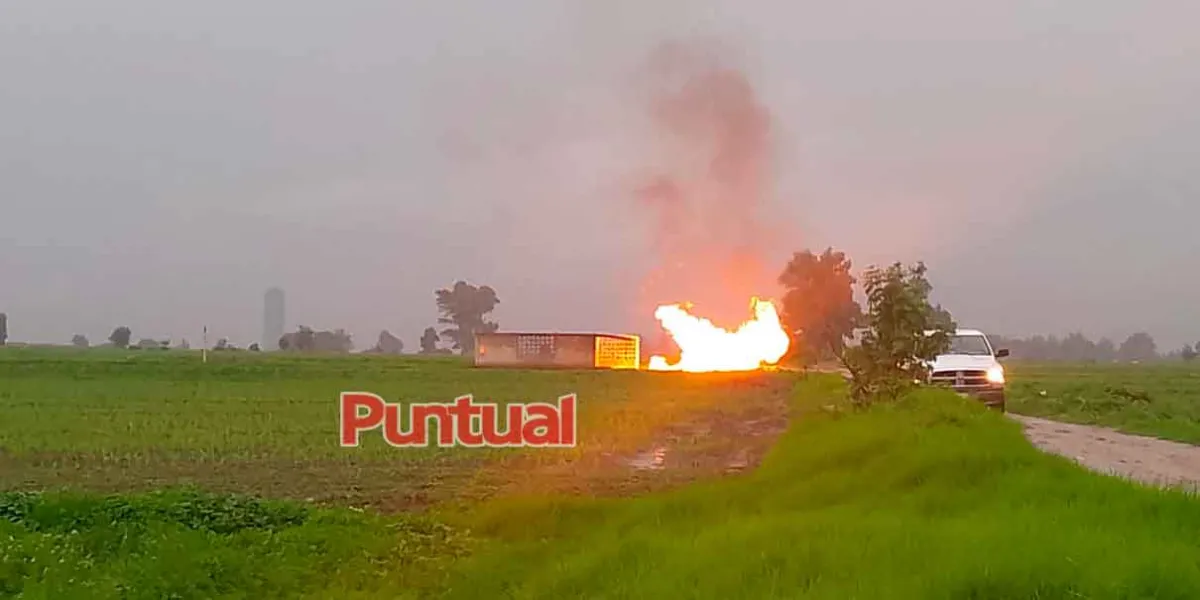  Realizan quema controlada en Texmelucan por fuga de gas en toma clandestina detectada en Tlaxcala